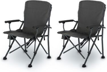 Крісло для кемпінгу Qeedo Johnny XL, 150 кг, стабільне, з підстаканником (Deep Grey, 2 шт.)