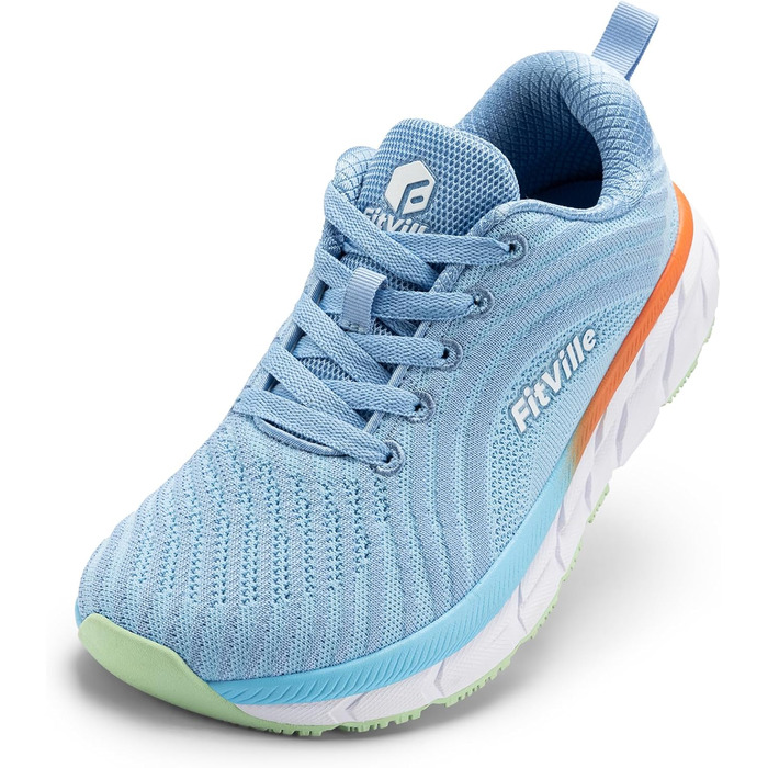 Жіночі кросівки для бігу FitVille з широкою колодкою, дихаючі, спортивні, легкі, моделі barefoot, для джогінгу, снікерси, зручні для ходьби, для широкої стопи (39.5 EU, блакитні)