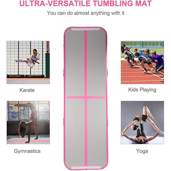 Надувний гімнастичний мат Air Turn Track Matte для tumbling, йоги та фітнесу, протиковзкий та водонепроникний (Рожевий, 3 м)