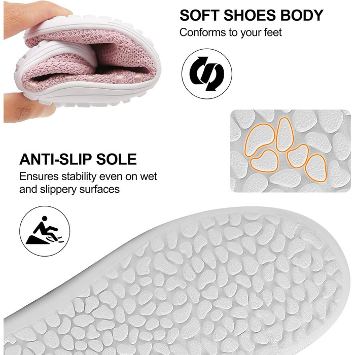 Легкі балетки Merdoo для жінок та чоловіків: зручні шкарпетки-кросівки, дихаючі спортивні тапочки на будь-яку погоду. Розміри 37-45 EU (Рожевий, 39 EU)