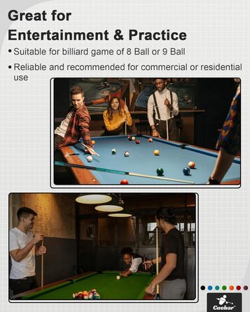 Набір київ для більяру CUEBAR (6 шт.) з 3D-рукояткою, 147,3 см. Підходить для чоловіків та жінок. Різні кольори (фіолетовий, червоний, зелений, блакитно-зелений, синій, чорний).