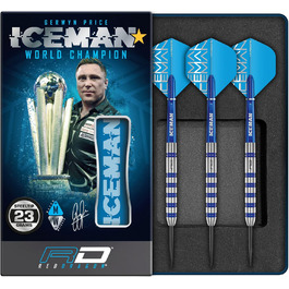 Професійний набір дротиків RED DRAGON Gerwyn Price Iceman Challenger з вольфраму з оперенням і стрижнями