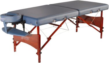 Складний масажний стіл Master Massage NewPort 71 см, дерев'яні ніжки, переносна косметологічна кушетка з чохлом, королівський синій