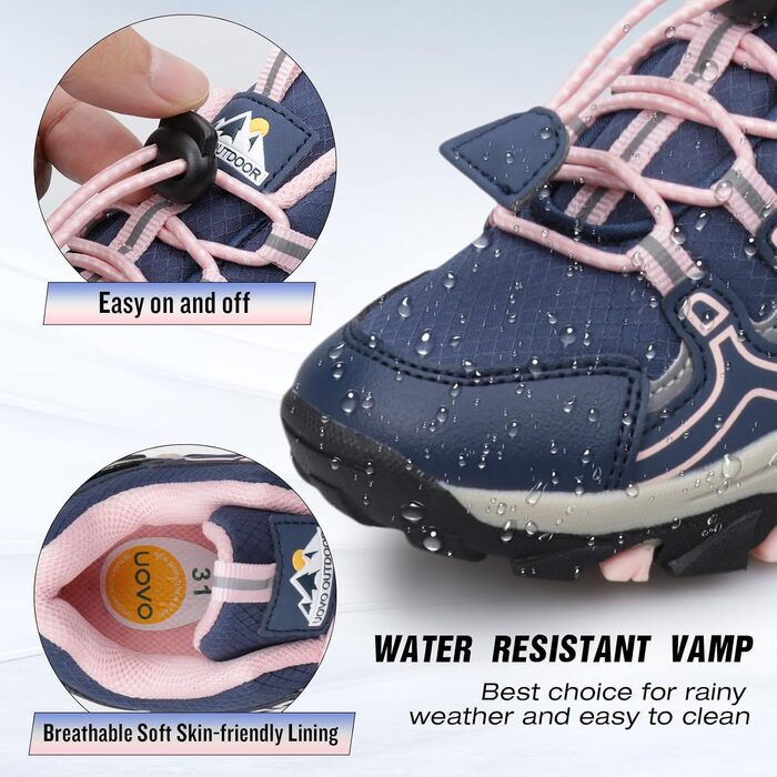 Дитячі кросівки UOVO для бігу та прогулянок, водонепроникні, розмір 27-40 (Синій Рожевий)