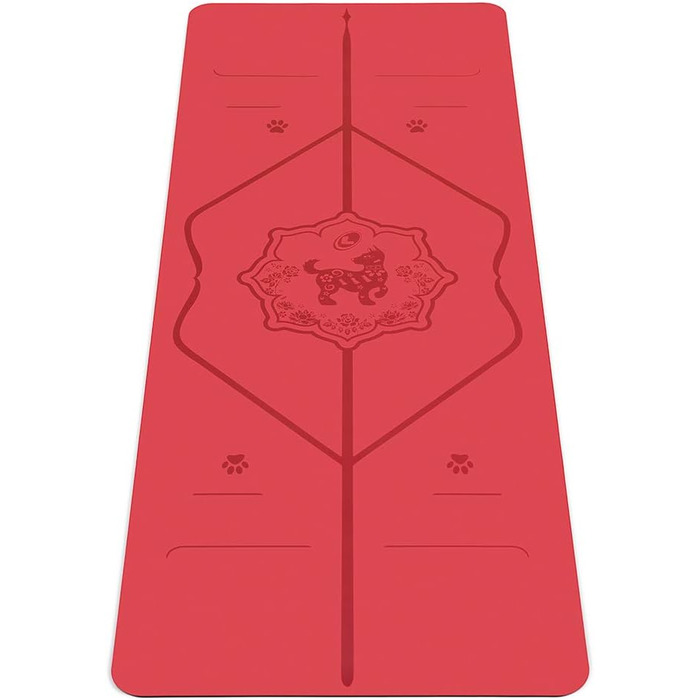 Йога-мат Liforme Zodiac Dog Red, екологічний, антиковзкий, з унікальною системою вирівнювання, біорозкладний