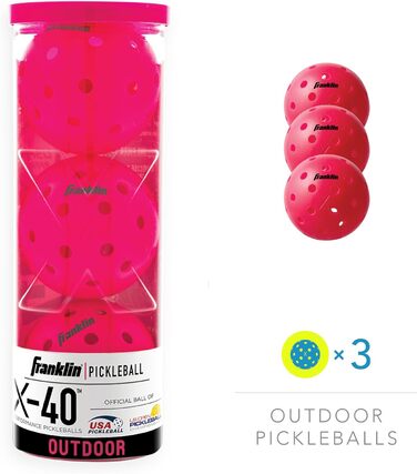 Franklin Sports Pickleball-X Performance 40 Outdoor - м'ячі для піклболу (рожеві)
