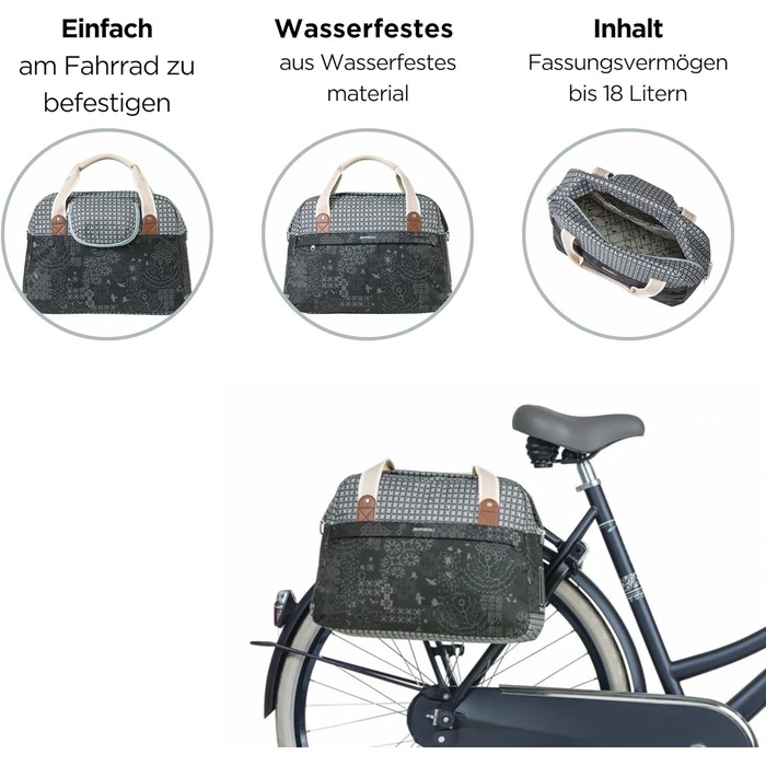 Велосипедний кошик Basil Classic Carry All Klickfix, 16 л, чорний, універсальний