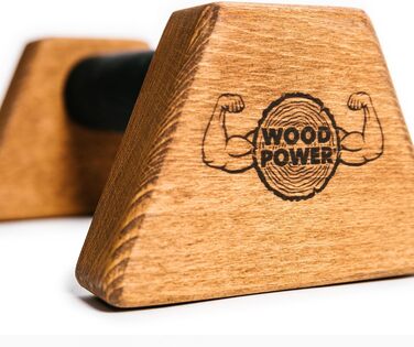 Дерев'яні упори WOODPOWER PowerBars для віджимань і стійки на руках, нековзкі паралетси для каллістеніки, йоги, тренувань вдома та на вулиці, коричневі