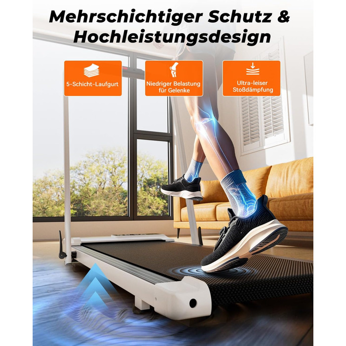 Бігова доріжка Superun Walking Pad з нахилом 6%, для дому, з додатком та пультом, до 12 км/год, витримує до 136 кг
