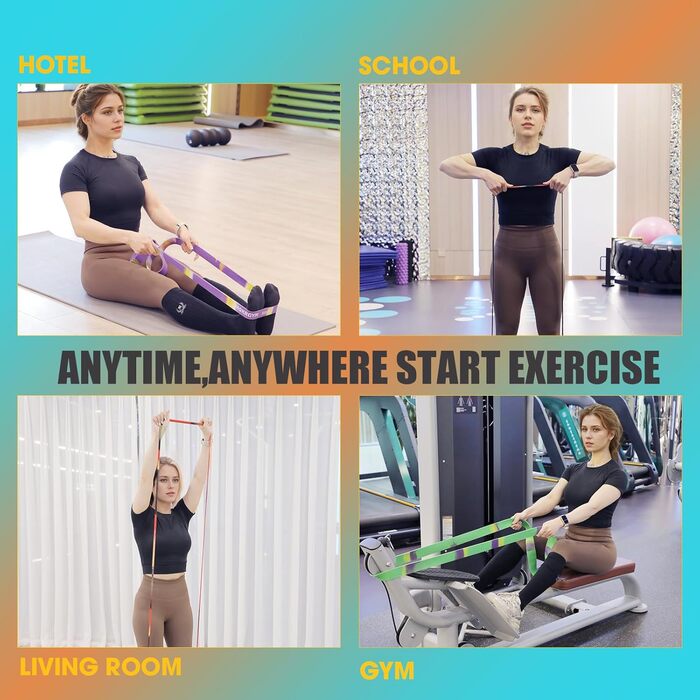 Набір еластичних стрічок MOKRGYM - 4 рівні, натуральний каучук, для дому, фітнесу та занять на вулиці