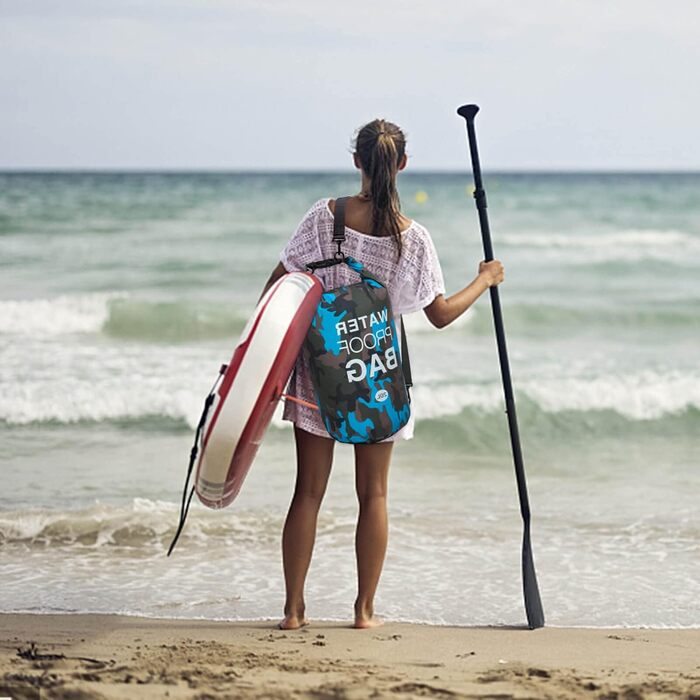 Водонепроникна сумка Dry Bag об'ємом 10L, 20L, 30L з регульованим плечовим ременем для плавання, рафтингу, кемпінгу, риболовлі, катання на човні, походів, каякінгу. Колір: блакитний (3000)