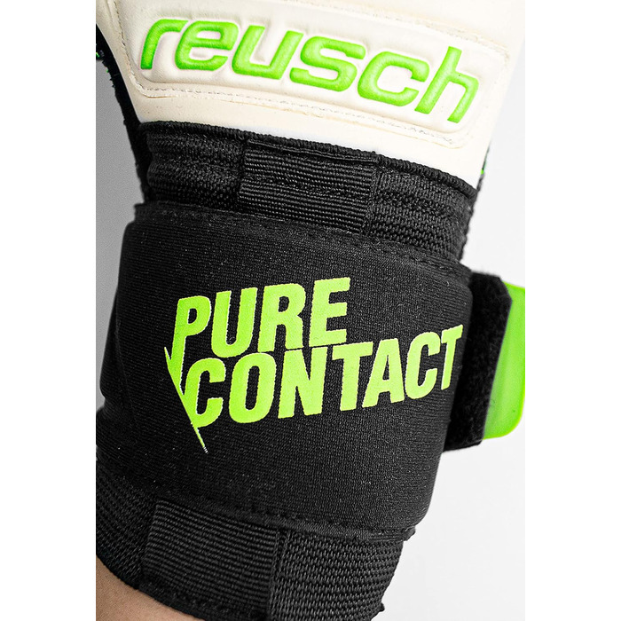 Воротарські рукавички Reusch Pure Contact Gold, унісекс, чорні/зелені, розмір 10.5, внутрішній шов, покриття Grip Gold, для всіх типів полів