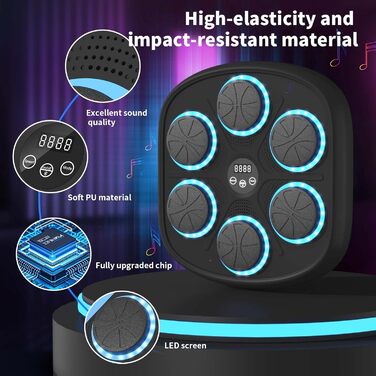 Музичний боксерський тренажер з LED підсвіткою та Bluetooth, 9 режимів швидкості, електронний бокс для дітей та дорослих, домашній фітнес 45 см