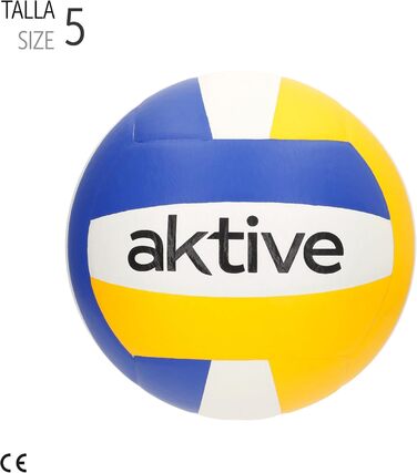 Волейбольний м'яч AKTIVE, розмір 5, 280 г, трикольоровий (синій, жовтий, білий), для тренувань та відпочинку