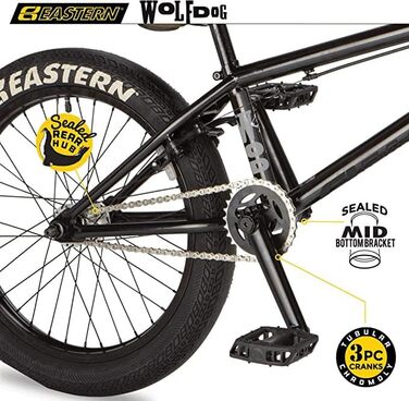 BMX велосипед Eastern Bikes Wolfdog 50,8 см, повністю хромолібденова рама, чорний
