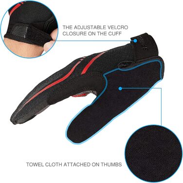 Велосипедні рукавички Vofinger – посилені, дихаючі, для чоловіків/жінок, з підтримкою сенсорного екрану та антиковзанням, для їзди, походів, катання (червоні, XL)