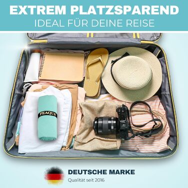 Рушник PEAQUE з мікрофібри з текстурою - легкий, компактний, швидковисихаючий, XL, 200 x 100 см, блакитний/помаранчевий (край: помаранчевий), 1 шт.