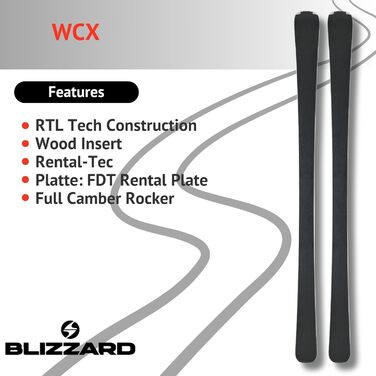 Льодоступи для фріраїду Blizzard WCX - повний камбер та рокер - з кріпленнями TLT10 Demo Z3-10 - для досвідчених та хороших лижників - слаломні лижі для підготовлених трас