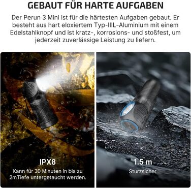 OLIGHT Perun 3 Mini - ліхтар налобний LED акумуляторний, 920 люмен, HCRI, 8 режимів, IPX8, для активного відпочинку, риболовлі, чорний