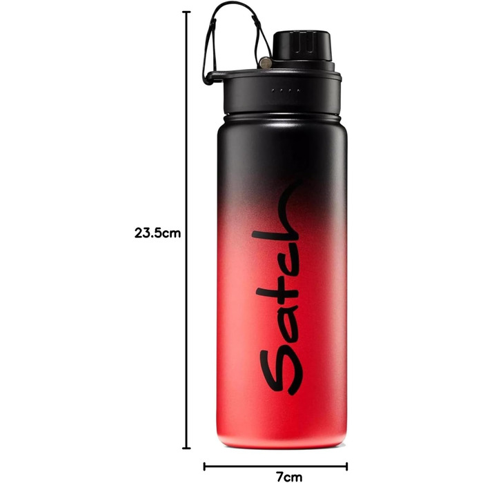 Пляшка для води satch з нержавіючої сталі 0,5 л, BPA-free, герметична, підходить для газованої води, гарячих і холодних напоїв, Black Graffiti - червона