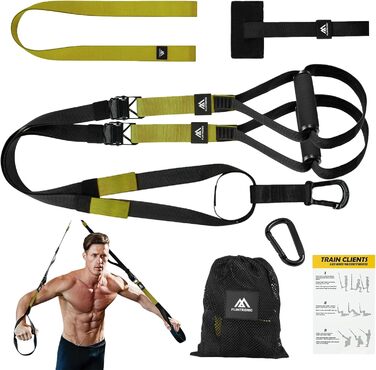 Шкіряний тренажер Schlingentrainer Flintronic для всього тіла, комплект для дому (чорний/зелений)