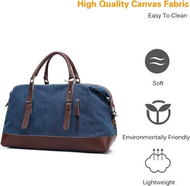 Спортивна сумка для подорожей FANDARE: універсальна дорожня сумка-вікенд з канвасу для чоловіків та жінок, містка сумка для кемпінгу та пляжу, синя