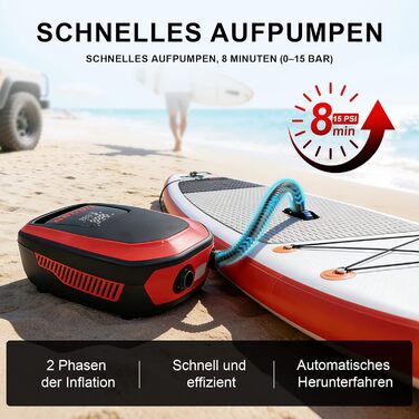 Електричний насос для SUP-борда 20 PSI, 12V автомобільний компресор з автостопом та LCD-дисплеєм для падлборда, каяка та шин