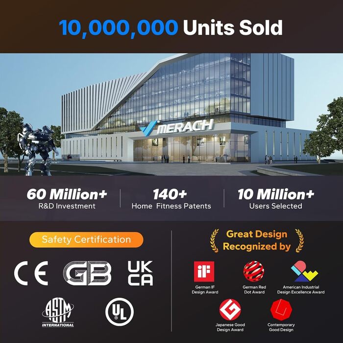 Велотренажер MERACH Liegeergometer для дому з 8 рівнями регулювання опору, легкий комерційний велотренажер з Bluetooth, LCD-дисплеєм та датчиками пульсу (Чорний, автоматичне регулювання опору)