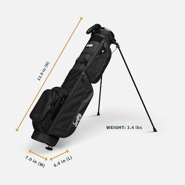 Гольф сумка Sunday Golf Loma XL: Легка, з ременем та стійкою – Ідеальна для поля та Executive курсів, 3.4 фунти, Матово-чорна