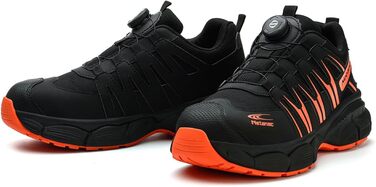 Черевики робочі чоловічі легкі, захисні черевики зі сталевим підноском, жіночі, дихаючі, зручні, широка колодка, гумова підошва, зелені (помаранчеві, 43.5 EU)