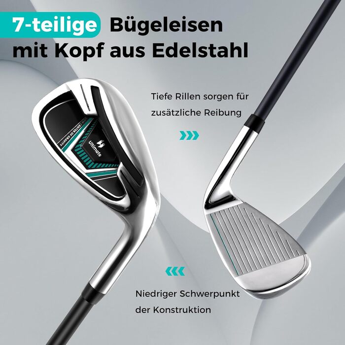 GYMAX Комплект гольф-клубу для чоловіків, повний набір гольф-клубу з драйвером #1, фейрвеєм #3, гібридом #5, залізом #5, #6, #7, #8, #9, #P, #S, паттером, 3 чохлами та переносною сумкою (зелений)