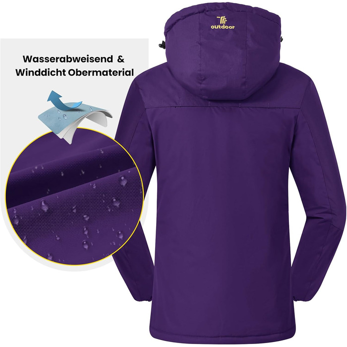 Жіноча куртка: флісова, зимова, водонепроникна, дихаюча, тепла, вітрозахисна, софтшел з капюшоном (XXL, фіолетовий)