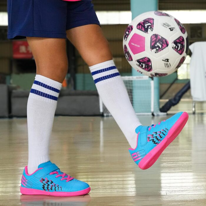 Дитячі футзальні кросівки JABASIC для залу (хлопчики, дівчатка) - розмір 32 EU, блакитний/рожевий