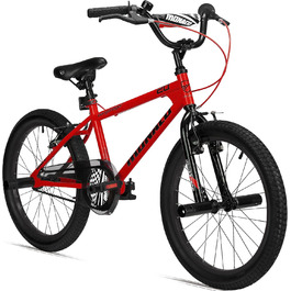 Дитячий велосипед BMX Bergsteiger Monaco 20 дюймів, фрістайл, для дітей 6-9 років, 4 сталеві пеги, захист ланцюга, вільний хід, червоний
