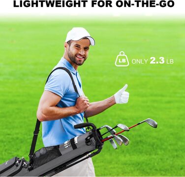 Гольф сумка MAZEL з роздільником на 2 сторони, 2 кишені, регульовані плечові ремені, високоякісний 900D нейлон, легкий матеріал, сіра гольф сумка-олівець для чоловіків та жінок