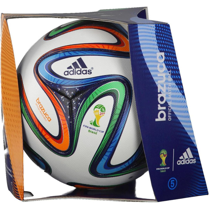 Офіційний футбольний м'яч adidas Brazuca, розмір 5, білий/синій/кольоровий
