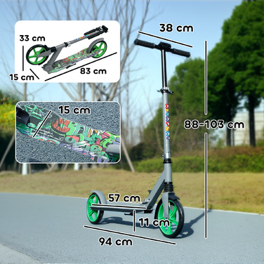 AIYAPLAY Scooter Дитячий складаний дитячий самокат з регульованою висотою керма, 2 великими колесами, заднім крилом гальма, самокат Kick Scooter для дітей 6-12 років зелений | Аосом