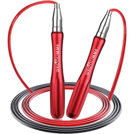 Стрибкове канат Sport Springseil для фітнесу дорослих, сталевий, 5 мм, з підшипниками, 2 запасні канати, червоний