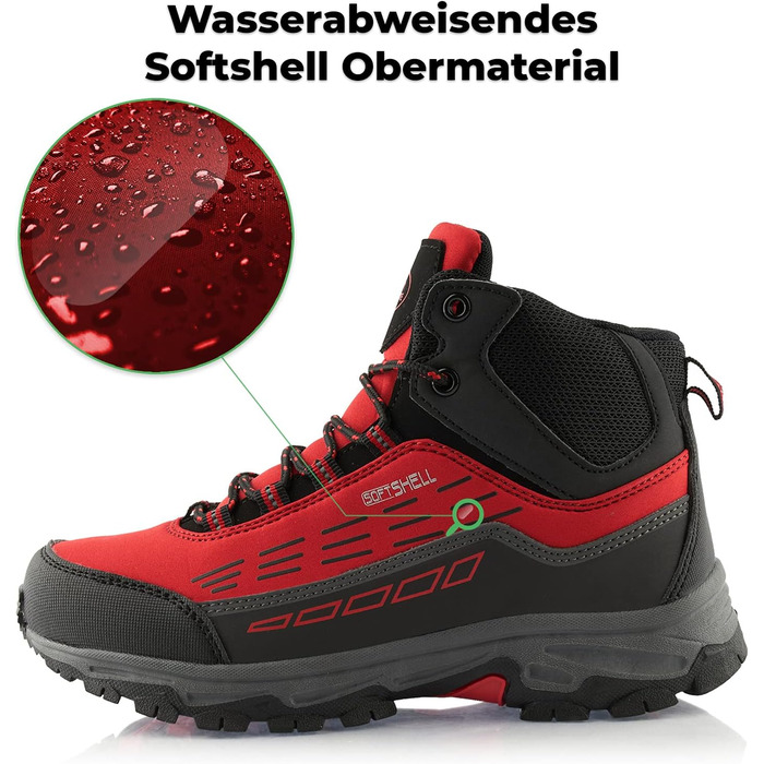 Черевики для піших прогулянок для жінок та чоловіків, водонепроникні зимові черевики (36 EU, червоний, чорний)