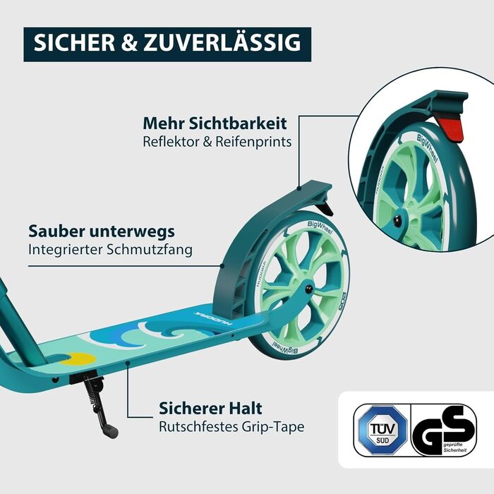 Самокат HUDORA BigWheel 205 Advanced Daydream - для дорослих та дітей до 100 кг, складаний, з регульованою висотою