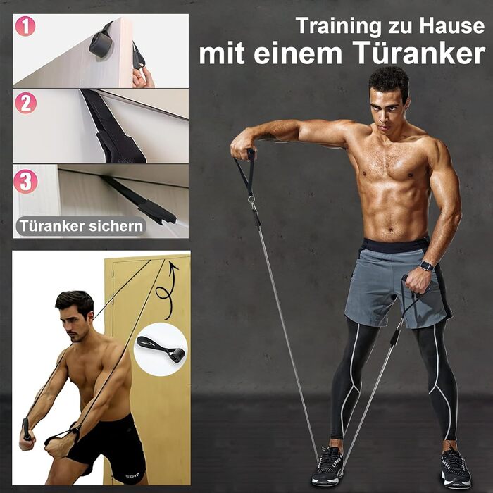 Набір фітнес-гумок для пілатесу M MOACC з 5 рівнями опору (10/20/30/40/50lbs), регульований та знімний