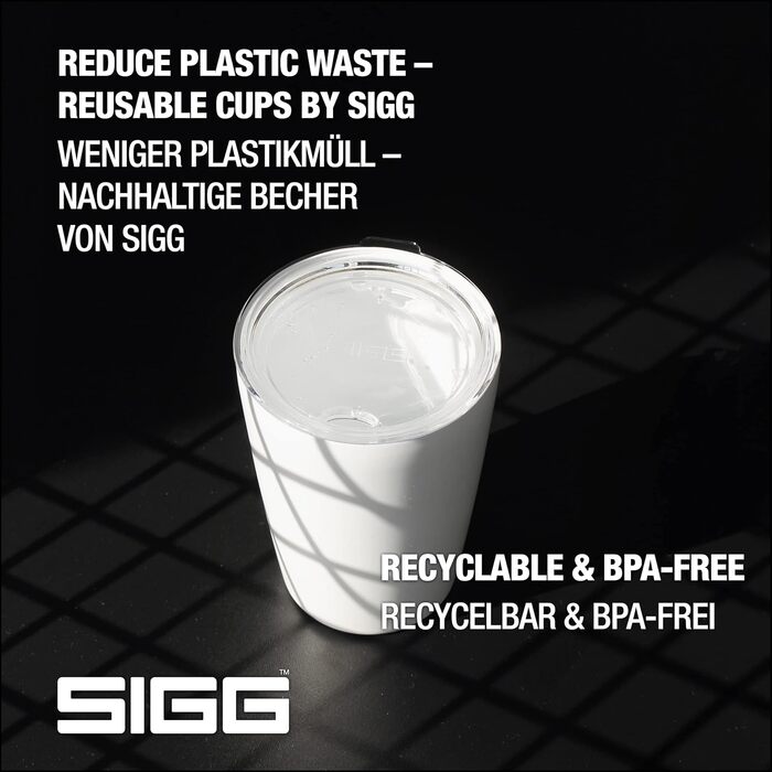 Термокружка SIGG Neso Pure Ceram 0,4 л, біла, з кришкою Tritan, з нержавіючої сталі 18/8, легка, BPA-free, для кави, підходить для посудомийної машини