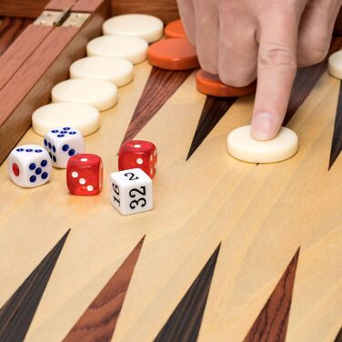 Набір для гри в шашки Yellow Mountain Imports з палісандру з дерев'яними інтарсіями, Knoll, з акриловими фішками та дерев'яними кубиками, розмір дошки 49 см