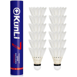 Бадмінтонні м'ячі Kunli KL-7-77, 12 шт. - професійний рівень, подвійна зносостійкість