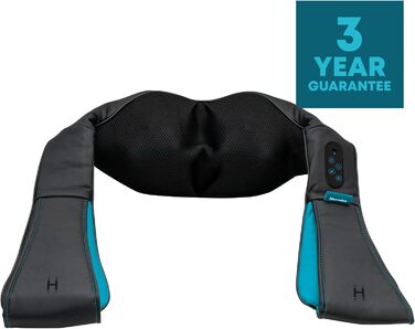 HoMedics шиацу масажер для шиї та плечей з підігрівом, бездротовий, 3 інтенсивності, 4 масажні головки, сенсорна панель, для розслаблення та зняття стресу
