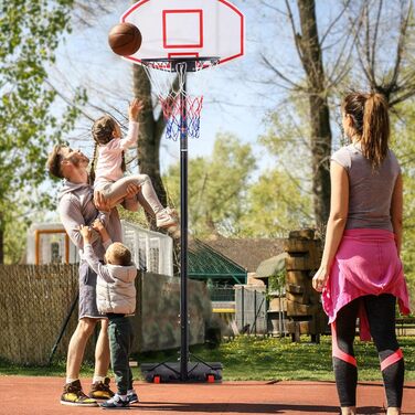 Баскетбольний стенд RELAX4LIFE, регульований, 1,8–2 м, з колесами, міцна PE щитова установка для дітей і дорослих