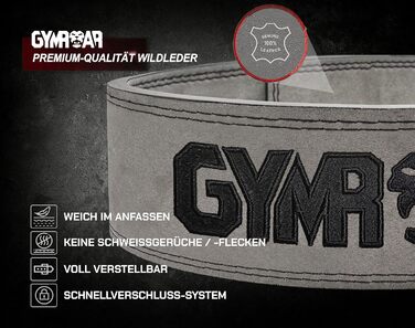 Планка для важкої атлетики GYMROAR® з натуральної шкіри, 10 мм, для чоловіків, сіра