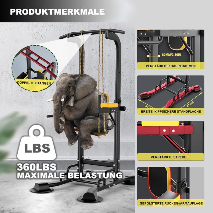 Станція для підтягувань та віджимань, турнік-стенд, тренажер для дому, чорний, 660 lbs