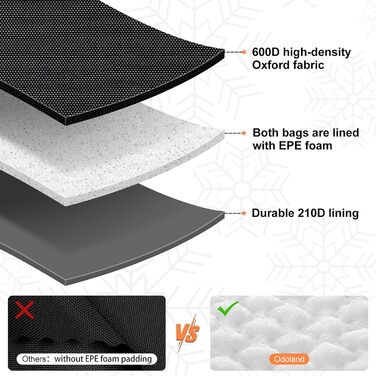 Сумка для лиж Odoland Skitasche Set: комбо для лиж та взуття, водонепроникна, до 200 см, для чоловіків та жінок (Помаранчевий)