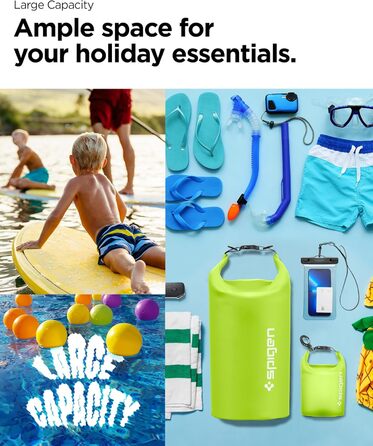 Набір водонепроникних сумок Spigen Dry Bag Set [Aqua Shield] (20L+21L) для пляжу, плавання, кемпінгу, каякінгу та човнів - Cactus Green